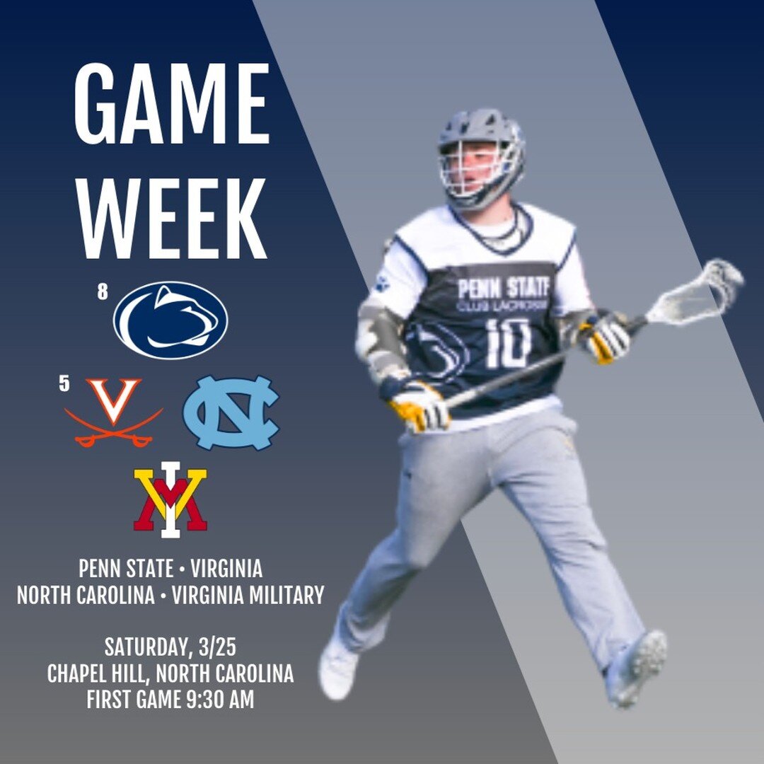 Way down south.
🆚 @uvamclax &bull; @uncmensclublacrosse &bull; @vmi_club_lacrosse 
🏟 Mason Farm Rd. Fields
📍 153 Old Mason Farm Road Chapel Hill NC
📅 Saturday, March 25
⏰ Games start at 9:30 AM
🎥 Either YouTube or Facebook